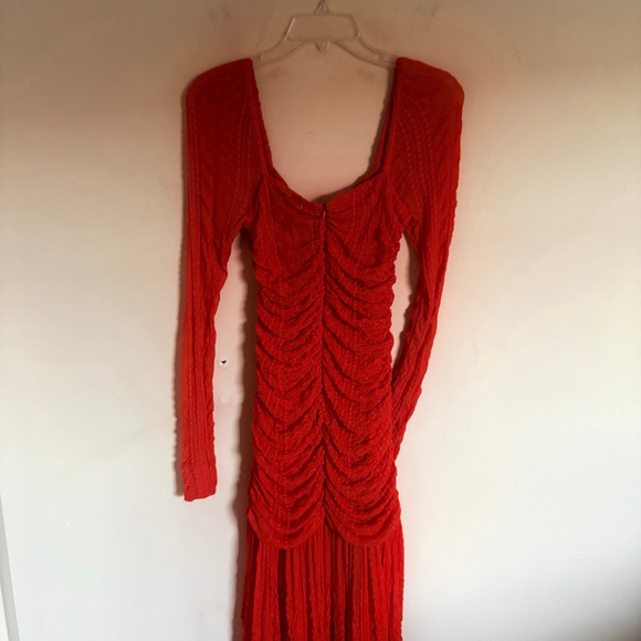 Ganni Orange Ruched stretch-cloqué midi dress size 36 US 4 $475 - Picture 12 of 16